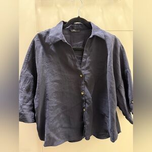 Zara Blue Button-Up Shirt